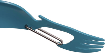 Ration Multi Tool Spork, Stainless Steel Spoon, Fork, Carabiner and Bottle Opene
