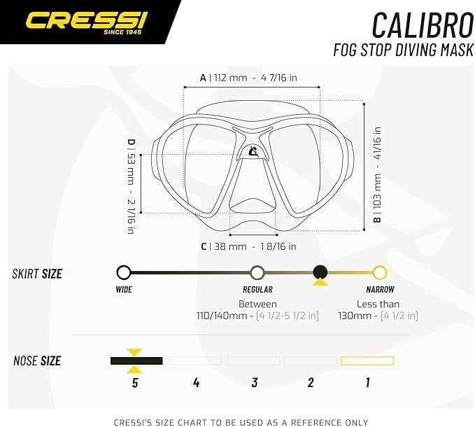 Cressi Adult Scuba Diving Mask, Fog Stop, Low Volume, Wide View - Calibro: made