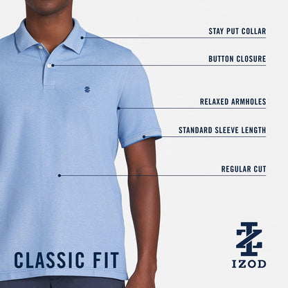 IZOD Men's Advantage Performance Short Sleeve Polo Shirt
