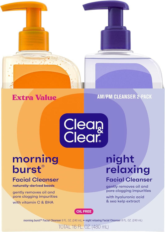 Clean & Cleasr Oil-Free Facial Cleansers with Citrus Scent Morning & Night