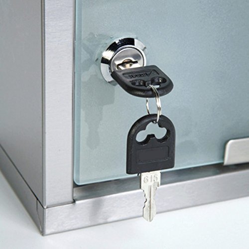 Kole Import Inc. Lockable Medicine Cabinet, Silver, 12" x 12" x 5", 2 Levels, 2 Shelves, Wall Mount, Contemporary Style, Keyed Lock