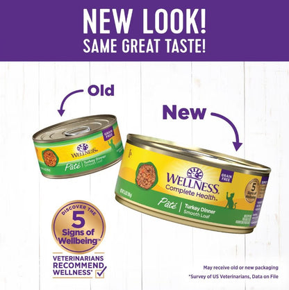 Wellness Complete Health Pate Turkey Dinner Grain-Free Wet Cat Food, 6 X12.5-Oz