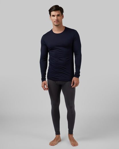 32 Degrees Heat Men's Lightweight Crew Baselayer Top | Form Fitting | Long Sleeve| 4-Way Stretch | Thermal, Stormy Night, XX-Large