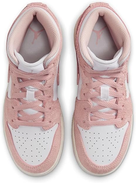 Nike Air Jordan 1 Mid SE Big Kids' Shoes (FN7432-161, White/Sail/Legend Pink) Size 5