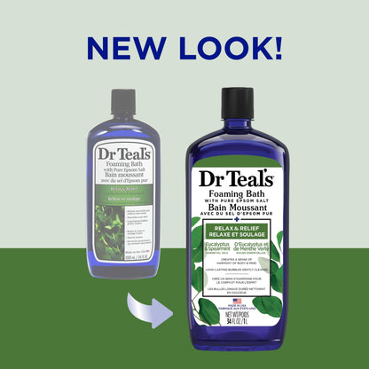 Dr Teal's Foaming Bath (Epsom Salt), Eucalyptus Spearmint, 34 Fluid Ounce