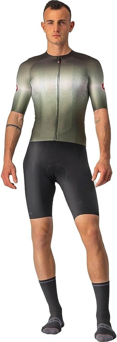 Castelli Aero Race 6.0 FullZip Jersey Mens Military GreenLight Black XXL