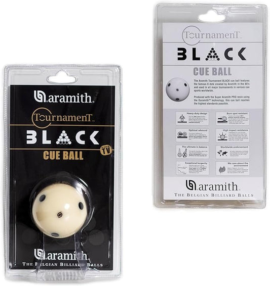 Aramith 2 1/4" Tournament Black Billiard Pool Cue Ball - 6 Dots