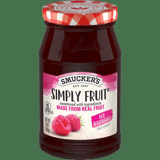 Smucker's Simply Fruit Red Raspberry Spreadable Fruit, 10 Ounces - 2 pack