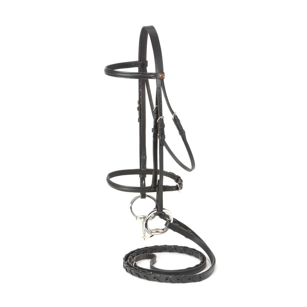 Silver Fox Raised Snaffle Bridle Black Cob