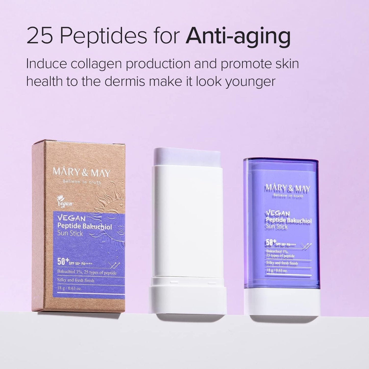 Mary & May -  Vegan Peptide Bakuchiol Sun Stick SPF50 (18g)