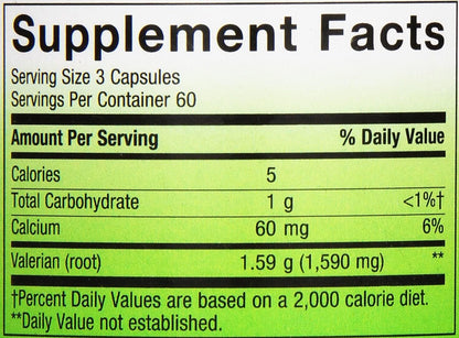 Nature's Way Valerian Root Traditional Sleep Aid 180 Vegan Capsules 1590 mg 2pk