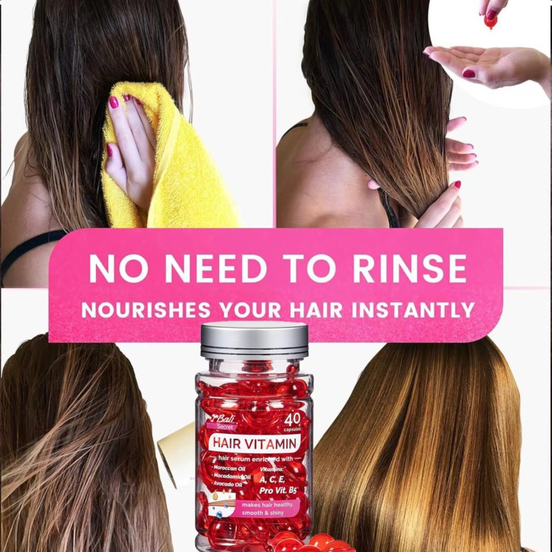 Hair Treatment Serum 40 Capsules No Rinse with Argan Macadamia & Avocado Oils -