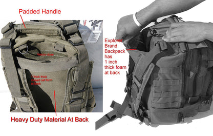 Explorer Tactical Assault Pack - Combat Rucksack - 17" Military MOLLE Backpack 27L - Black