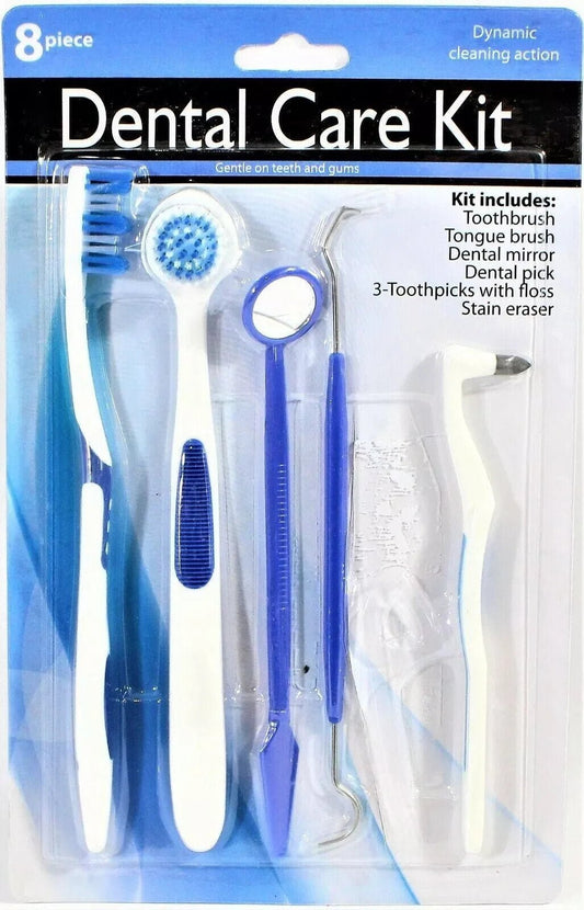 8 Piece Dental Care Tooth Brush Kit Toothbrush Tongue Brush Dental Mirror Pick