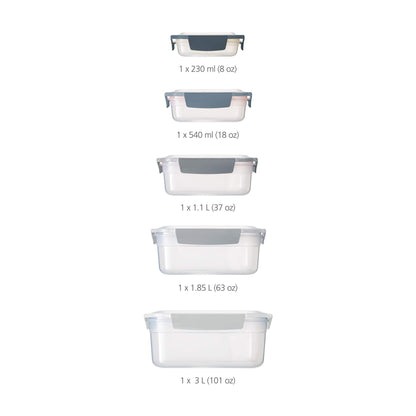 Joseph Joseph Nest Lock Plastic BPA Free Food Storage Container Set with Lockable Airtight Leakproof Lids, 10-Piece, Sky