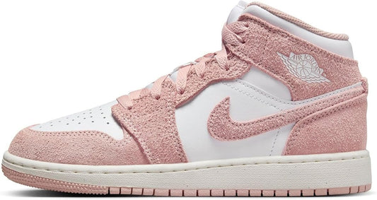 Nike Air Jordan 1 Mid SE Big Kids' Shoes (FN7432-161, White/Sail/Legend Pink) Size 5
