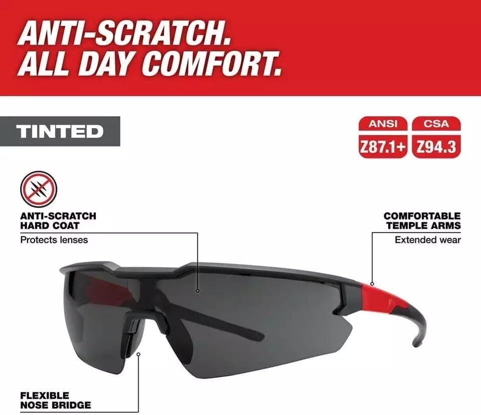 Milwaukee 48-73-2015 Safety Glasses Tinted Hard Coat Anti-Scratch Lenses