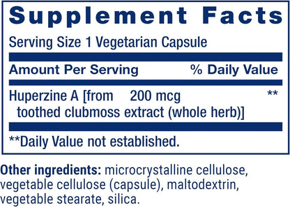 Life Extension Huperzine A - 200 mcg - 60 Vegetarian Capsules Exp.: 03/2026