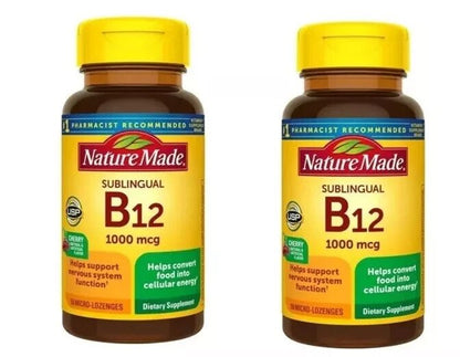 Nature Made Vitamin B-12 - Cherry 1,000 mcg 50 Tabs Exp 02/2026 - PACK OF 2