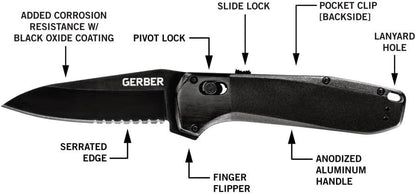 Gerber Gear Highbrow Folding Pocket Knife with 2.8" Blade, Assisted Opening Fold