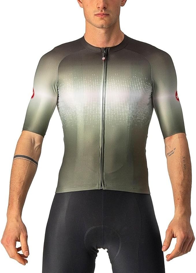 Castelli Aero Race 6.0 FullZip Jersey Mens Military GreenLight Black XXL