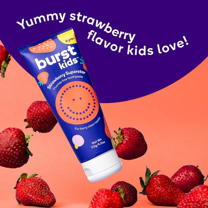 BURST kids Strawberry Kids Toothpaste Fluoride-Free - 2 PACK