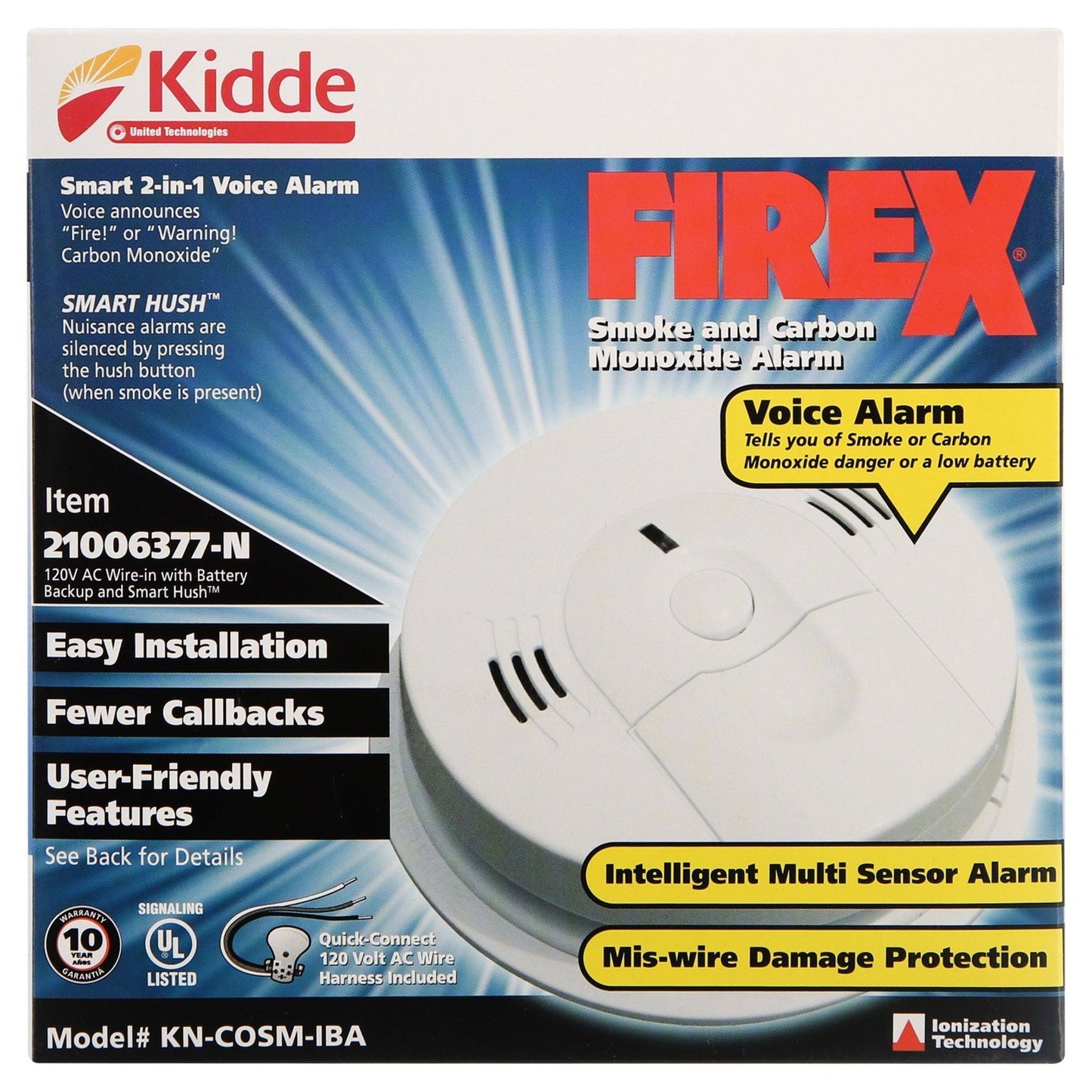 Kidde 21006377 Hardwired Combination Carbon Monoxide & Smoke Alarm  KN-COSM-IBA