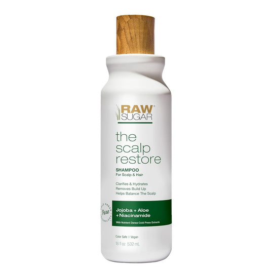 Raw Sugar Scalp Restore Shampoo, Jojoba + Aloe + Niacinamide 18 Fl Oz