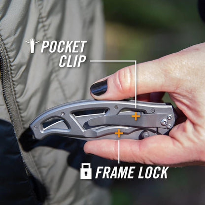 Gerber Gear Paraframe EDC Folding Pocket Knife with Safety Lock for Everyday