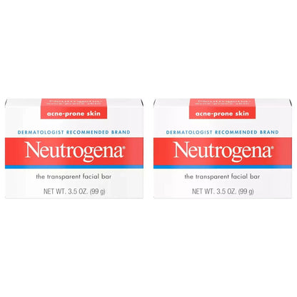 Neutrogena Transparent Facial Bar- Acne-Prone Skin Formula Soap 3.5oz:2 Pack NEW