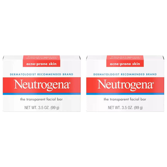 Neutrogena Transparent Facial Bar- Acne-Prone Skin Formula Soap 3.5oz:2 Pack NEW