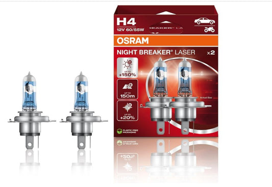 OSRAM NIGHT BREAKER LASER H4, next generation, 150% more brightness, halogen hea