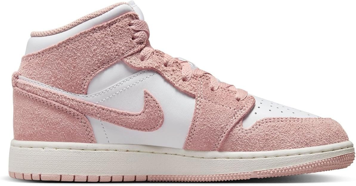 Nike Air Jordan 1 Mid SE Big Kids' Shoes (FN7432-161, White/Sail/Legend Pink) Size 5