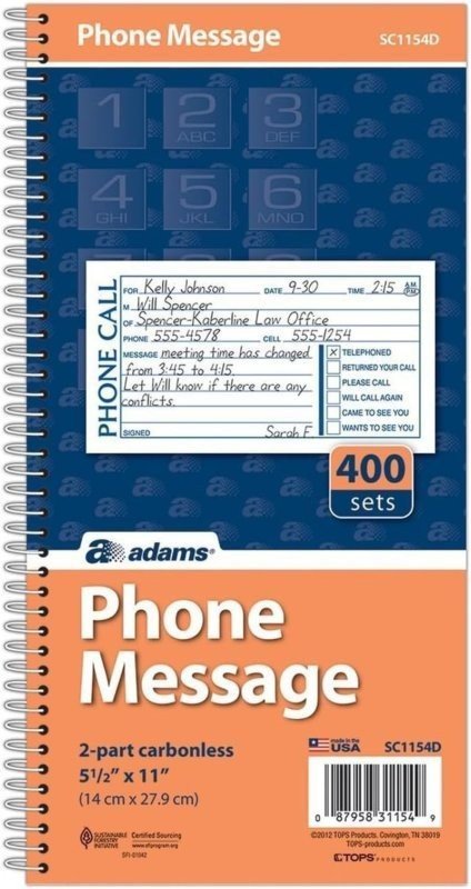 Spiral Bound Phone Message Books