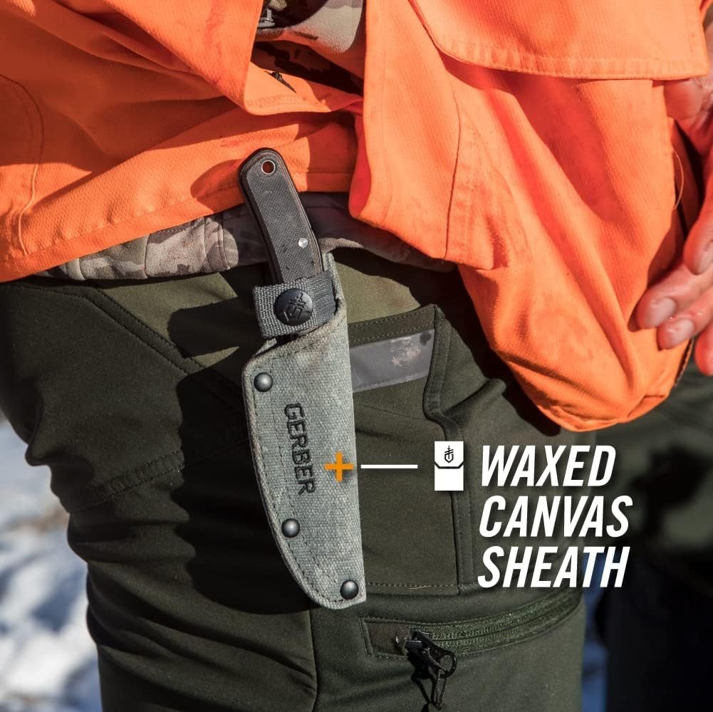 Gerber Gear Downwind Drop Point - Hunting Knife with Sheath for Camping Hunting